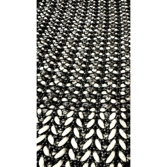 DKNY JEANS XL BLack White silver PONCHO Full Zip Front Chunky Knit Sparkle - Picture 10 of 14